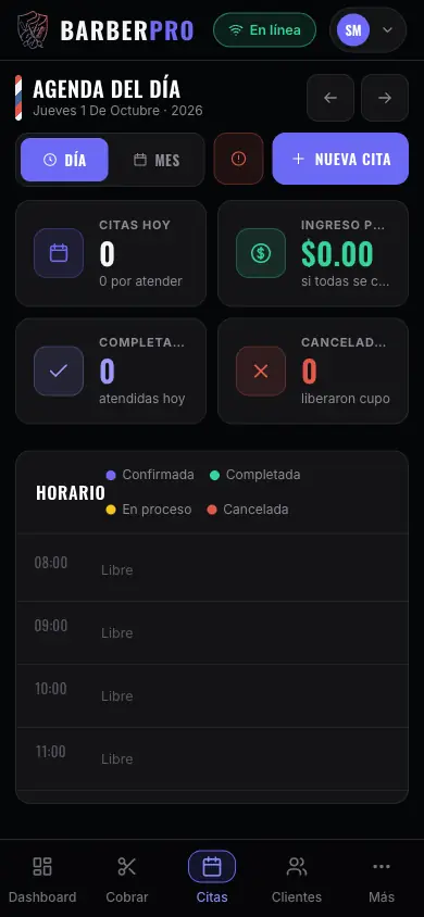 Agenda del día en el teléfono