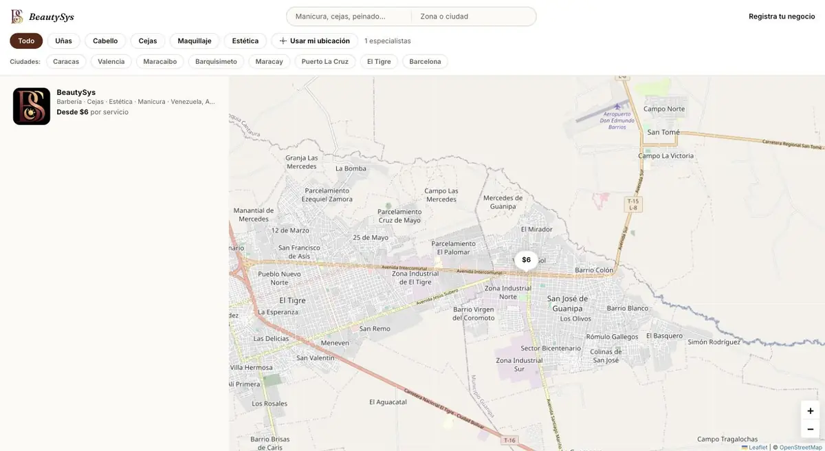 Directorio de salones con mapa