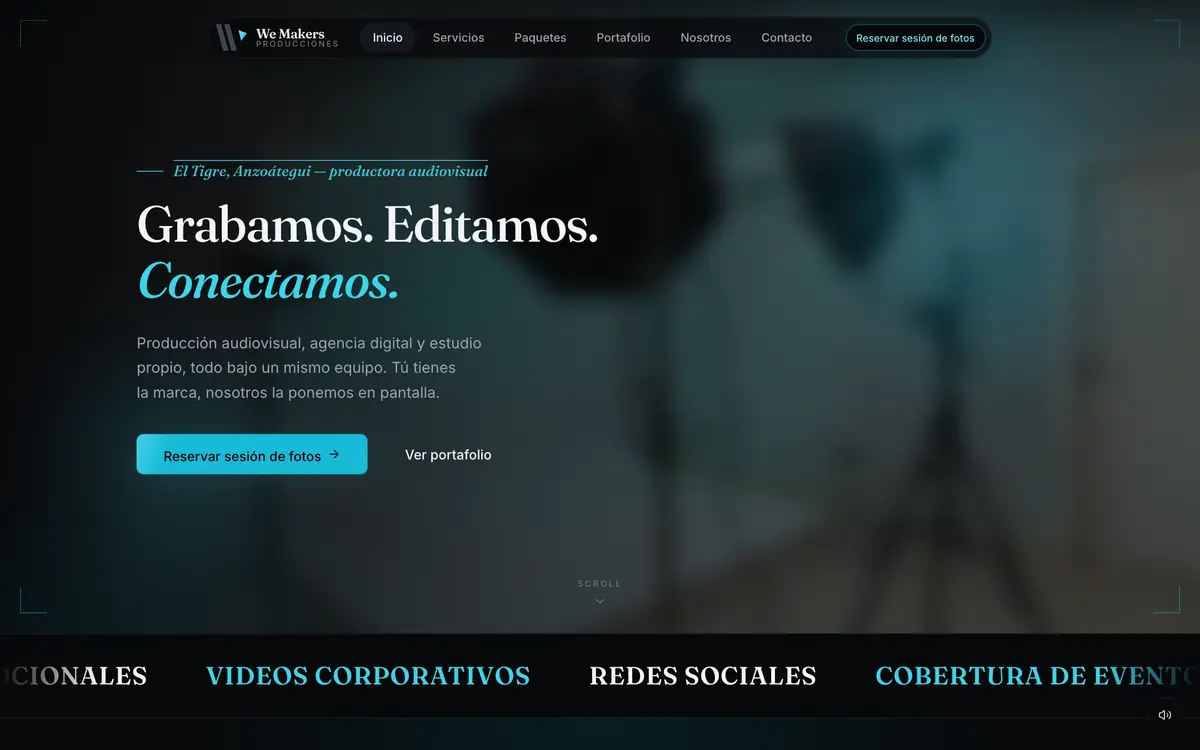 Portada del sitio de We Makers Producciones